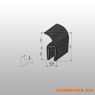 Perfil de borde de goma 1-3 mm con labio superior