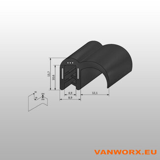 Perfil de borde de goma 1-3 mm con labio lateral