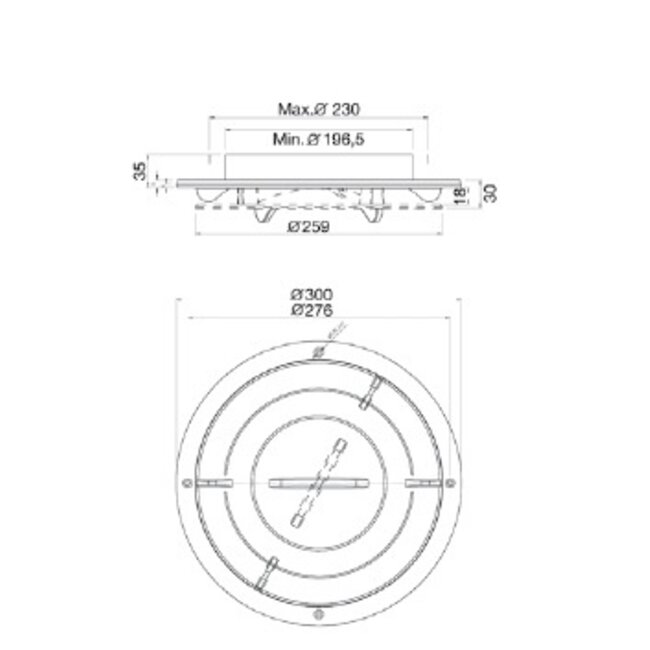 Grille de ventilation fermable Ø300 mm avec LED 12V