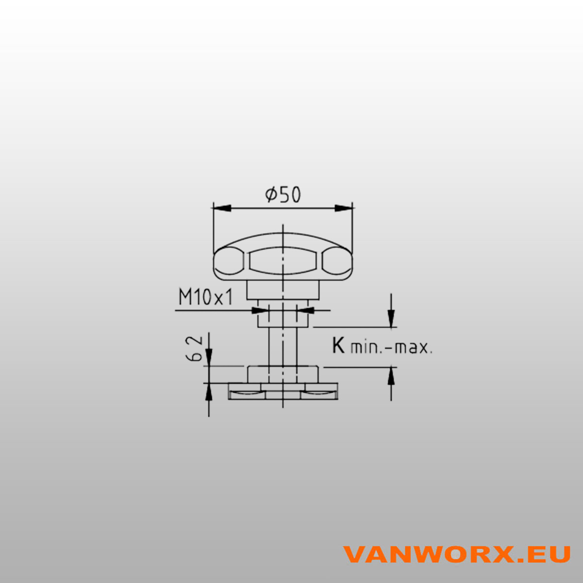 KERL Screw fitting for airline rails M10 x 12S - vanworx.eu