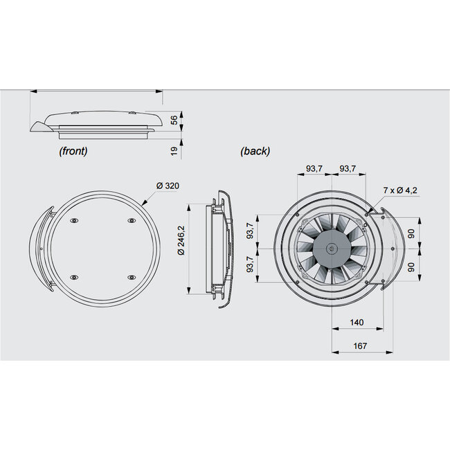 Eberspächer Eberpächer A.D.T. 452 Dakventilator (12V) - Krachtige Afzuiging voor Optimaal Klimaat