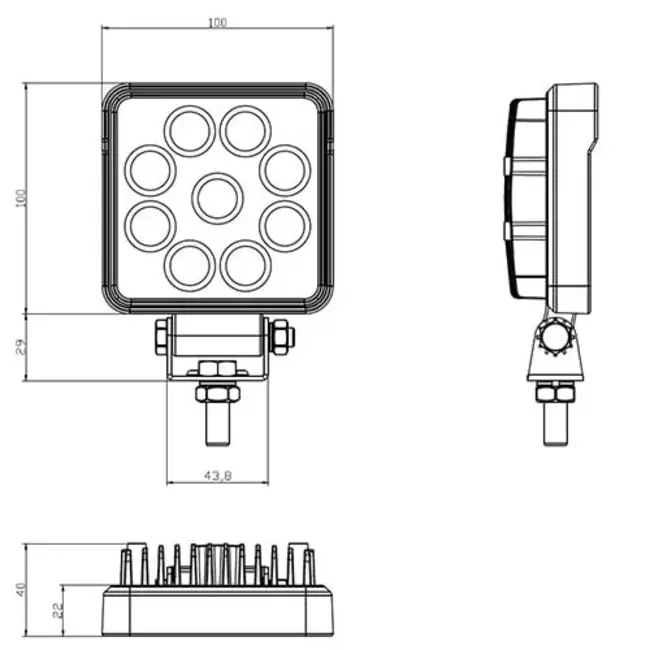 Phare de travail LED compact WR-1317  - Distribution efficace de la lumière pour un éclairage de travail optimal