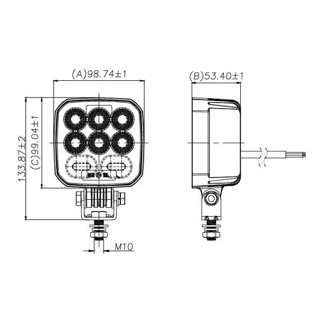 Phare de travail LED avec feu à éclats R65 WFF-1822A
