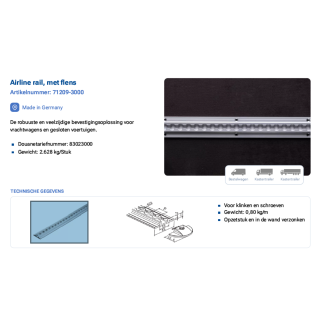 Rails d'ancrage Bride standard