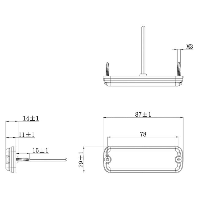 Feu de pénétration LED R10 6-LED bleu 12-24V câble 200cm