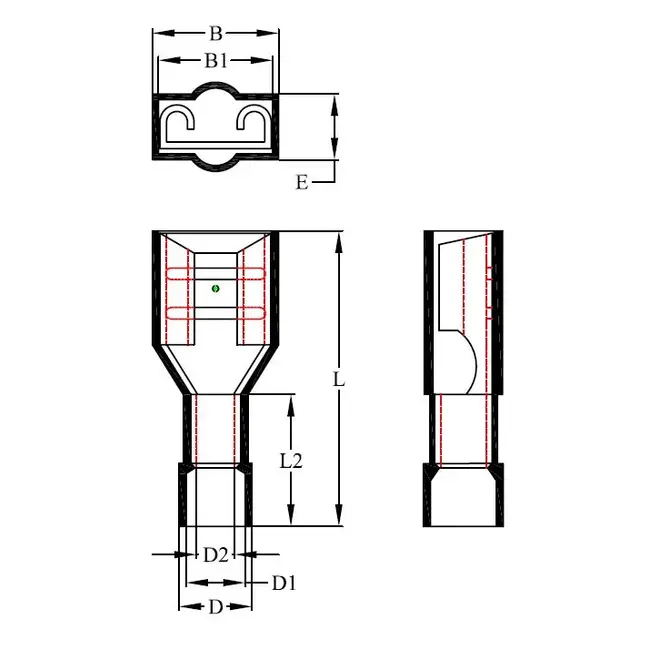 Cosse plate femelle 4,0–6,0 mm² nylon jaune 6,3x0,8 mm