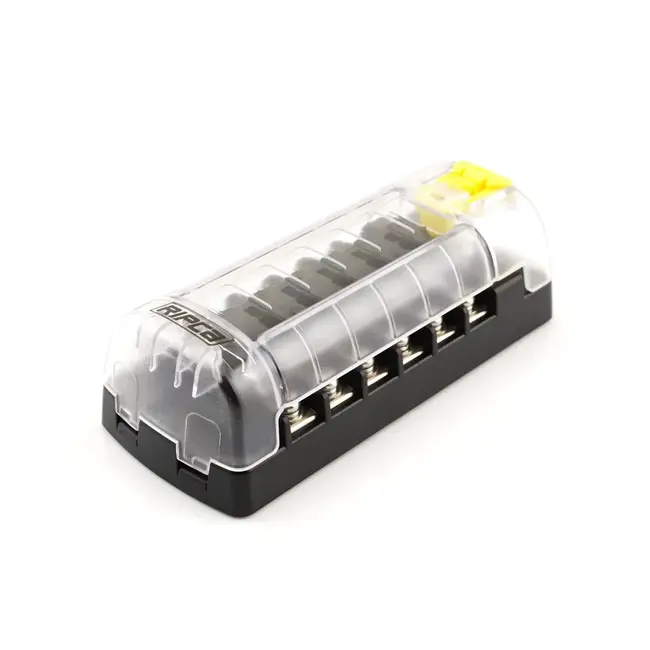 Porte-fusible 6 pôles ATO avec capot (30A - Noir / Cosses plates)