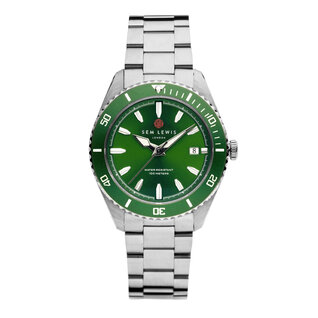 Sem Lewis Lundy Island Diver horloge zilverkleurig en groen