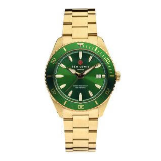 Sem Lewis Lundy Island Diver horloge goudkleurig en groen