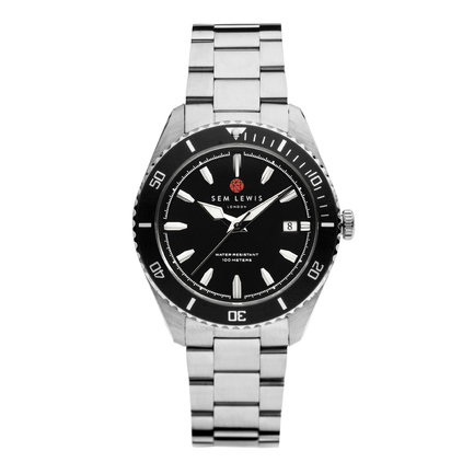 Sem Lewis Lundy Island Diver watch silver colored and black