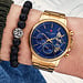 Sem Lewis Soho District Skeleton chronograaf horloge goudkleurig en blauw