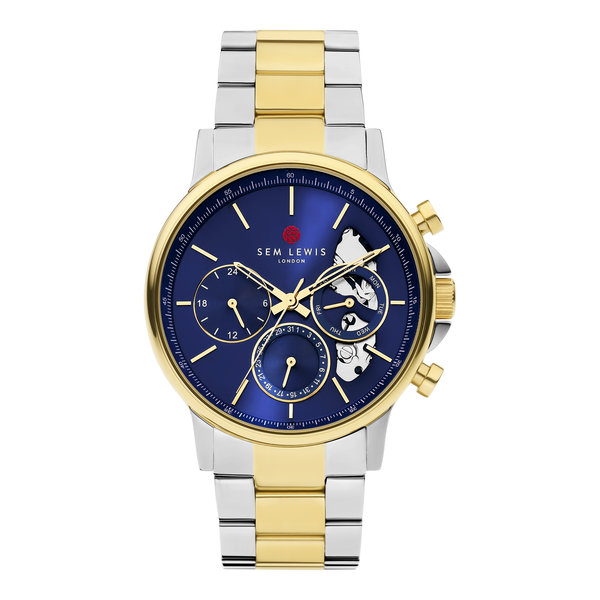 Sem Lewis Soho District Skeleton chronograaf horloge zilverkleurig en blauw
