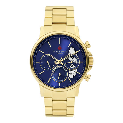 Sem Lewis Soho District Skeleton chronograaf horloge goudkleurig en blauw