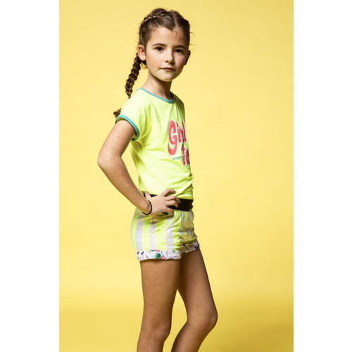 B.Nosy meisjes t-shirt Girl Talk Safety Yellow