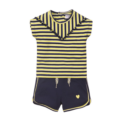 Dirkje Dirkje baby meisjes setje stripe Navy Yellow Dirkje Dirkje baby meisjes setje stripe Navy Yellow