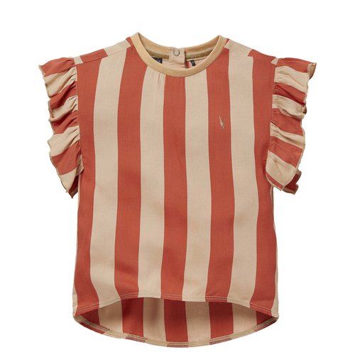 LEVV Levv meisjes t-shirt Nicca Stone Red Sand Stripe LEVV Levv meisjes t-shirt Nicca Stone Red Sand Stripe
