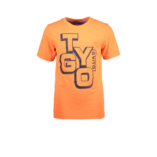 TYGO & vito TYGO & vito jongens basic t-shirt Logo Shocking Orange S21 TYGO & vito TYGO & vito jongens basic t-shirt Logo Shocking Orange S21