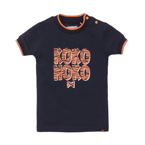 Koko Noko Koko Noko meisjes t-shirt logo panterprint Navy Koko Noko Koko Noko meisjes t-shirt logo panterprint Navy