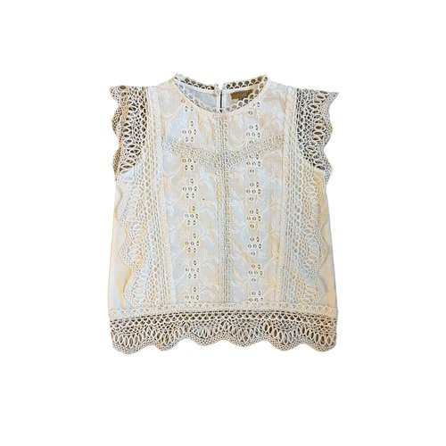 Topitm Topitm meiden blouse Saar lace off White