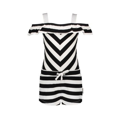 B.Nosy B.Nosy meisjes jumpsuit Cheer Black White Stripe B.Nosy B.Nosy meisjes jumpsuit Cheer Black White Stripe