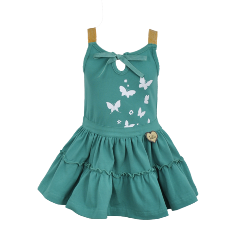 LoFff LoFff baby meisjes mouwloze jurk Fancy Ocean Green