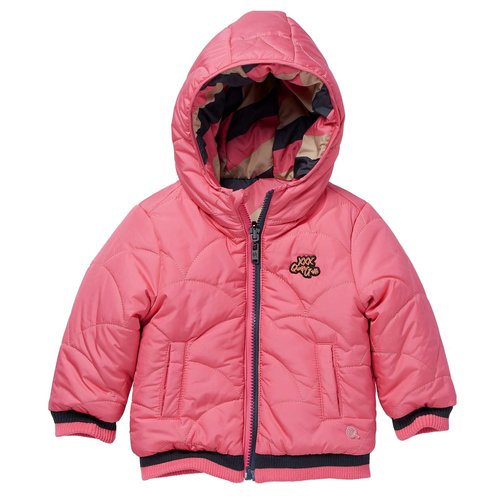 Quapi Quapi baby meisjes reversible winterjas Laure Sand Stripe Pink Candy