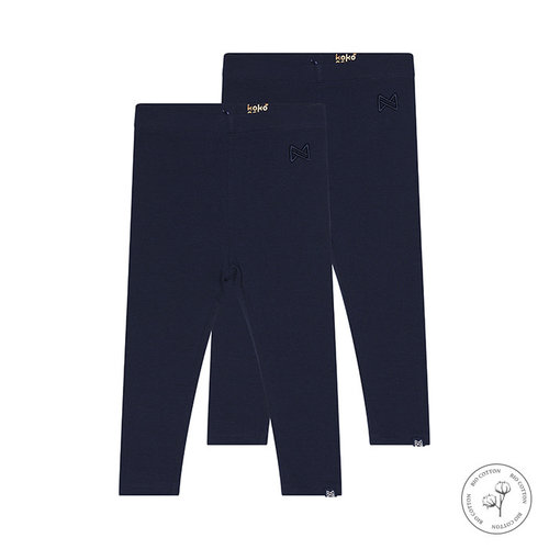 Koko Noko Koko Noko meisjes Bio Cotton 2-pack legging Navy Koko Noko Koko Noko meisjes Bio Cotton 2-pack legging Navy