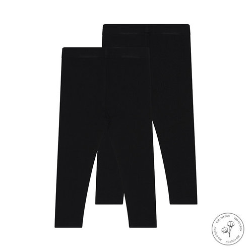 Koko Noko Koko Noko meisjes Bio Cotton 2-pack legging Black Koko Noko Koko Noko meisjes Bio Cotton 2-pack legging Black