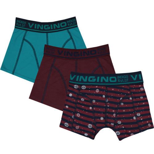 Vingino Vingino jongens ondergoed 3-pack boxers Star Special Grape Red Vingino Vingino jongens ondergoed 3-pack boxers Star Special Grape Red