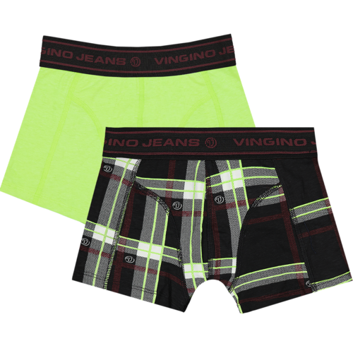 Vingino Vingino jongens ondergoed 2-pack boxers Check Neon Yellow