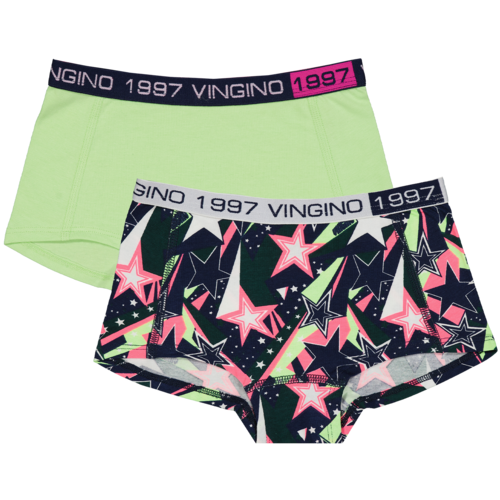 Vingino Vingino meiden ondergoed 2-pack boxers Shiny Sky Lawn Green