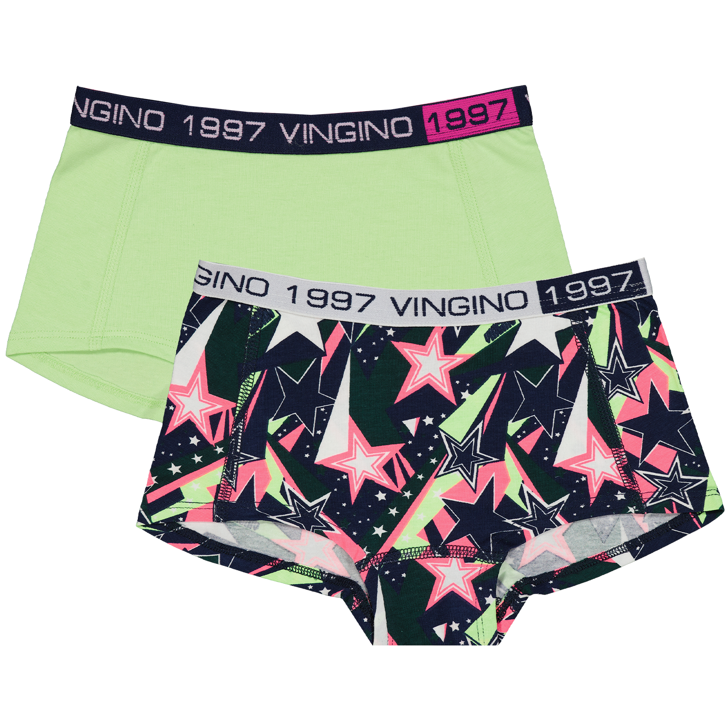 Banyan Mok Van storm Vingino meiden ondergoed 2-pack Shiny Sky Lawn Green - FiNo Kids