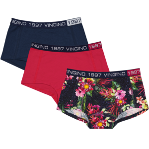 Vingino Vingino meiden ondergoed 3-pack boxers Flowers Animal Persian Red