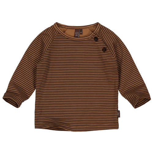 LEVV Levv newborn baby jongens shirt Caleb aop Brown Dusty Stripe