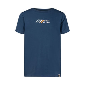 Daily7 Daily7 jongens t-shirt logoprint op de rug Indigo Blue