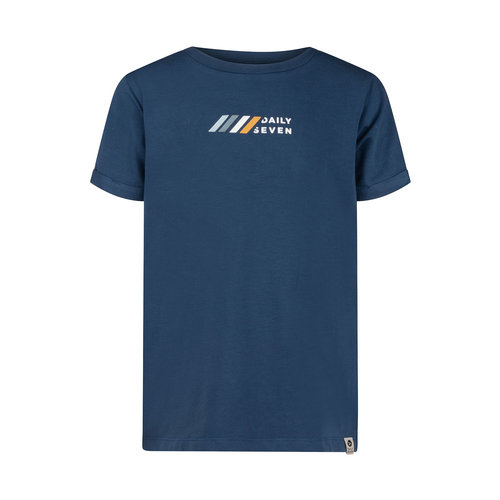 Daily7 Daily7 jongens t-shirt logoprint op de rug Indigo Blue