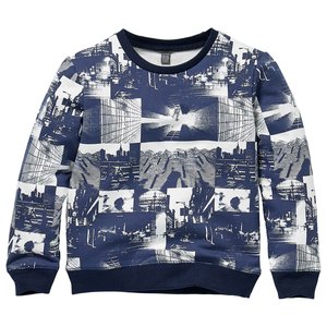 Quapi Quapi jongens sweater Kenzio aop Blue Dark Photo Print