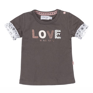 Dirkje Dirkje baby meisjes t-shirt Love met kanten mouwen Grey