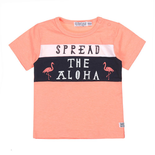 Dirkje Dirkje baby jongens t-shirt Spread The Aloha Neon Coral