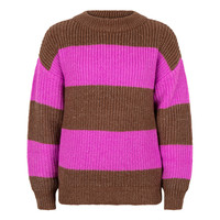 Indian Blue meiden gebreide sweater Striped Dahlia Pink