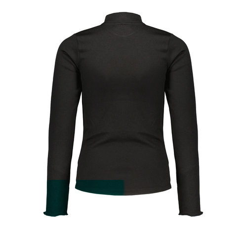 NoBell NoBell meiden rib shirt Kimmy met oogjes op de schouders Jet Black