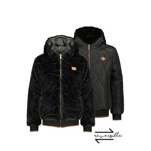 NoBell NoBell meiden reversible winterjas met capuchon Jet Black