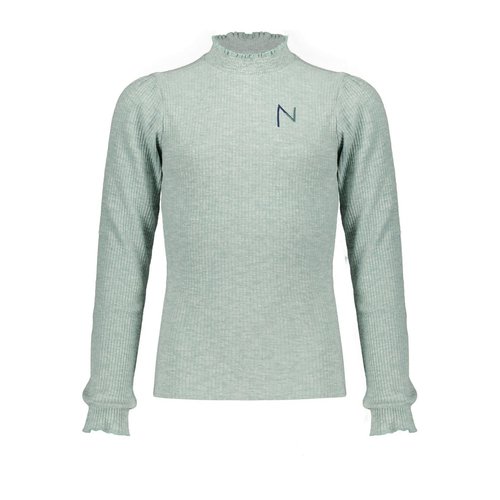 NoBell NoBell meiden gemêleerde rib shirt Kooka Minty Grey