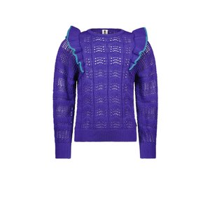 B.Nosy B.Nosy meisjes gebreide sweater met ruches Deep Purple