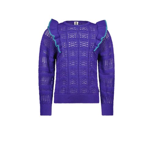 B.Nosy B.Nosy meisjes gebreide sweater met ruches Deep Purple