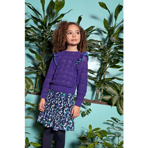 B.Nosy B.Nosy meisjes gebreide sweater met ruches Deep Purple