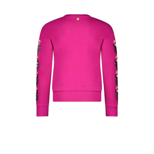 B.Nosy B.Nosy meisjes sweater met pailletten op de mouwen Festival Fuchsia