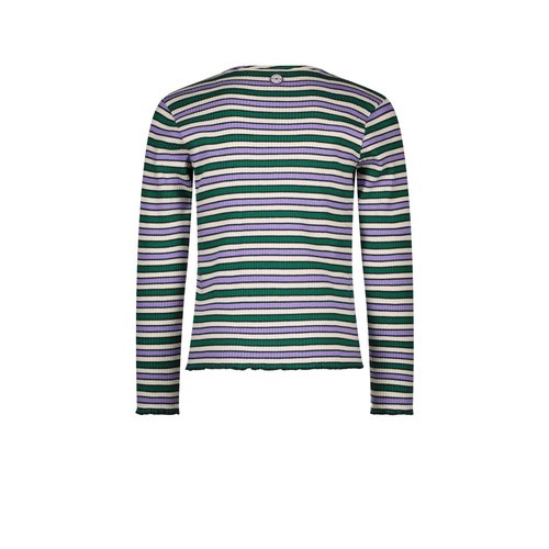 B.Nosy B.Nosy meisjes gestreept rib shirt Lilac Emerald Stripe