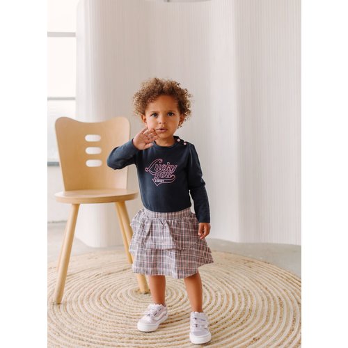 B.Nosy B.Nosy baby meisjes jurk met 2-layer rok Check Fabric Navy