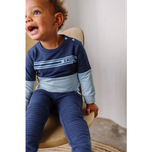 B.Nosy B.Nosy baby jongens joggingbroek met geplooide kniestukken Lake Blue